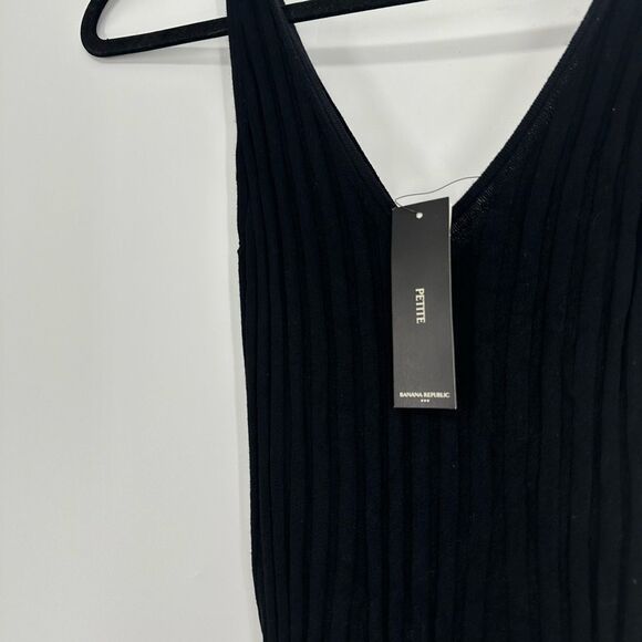 Banana Republic Sweater Dress Pleated Maxi Black Tie Waist Stretch Sz SP - Picture 5 of 11